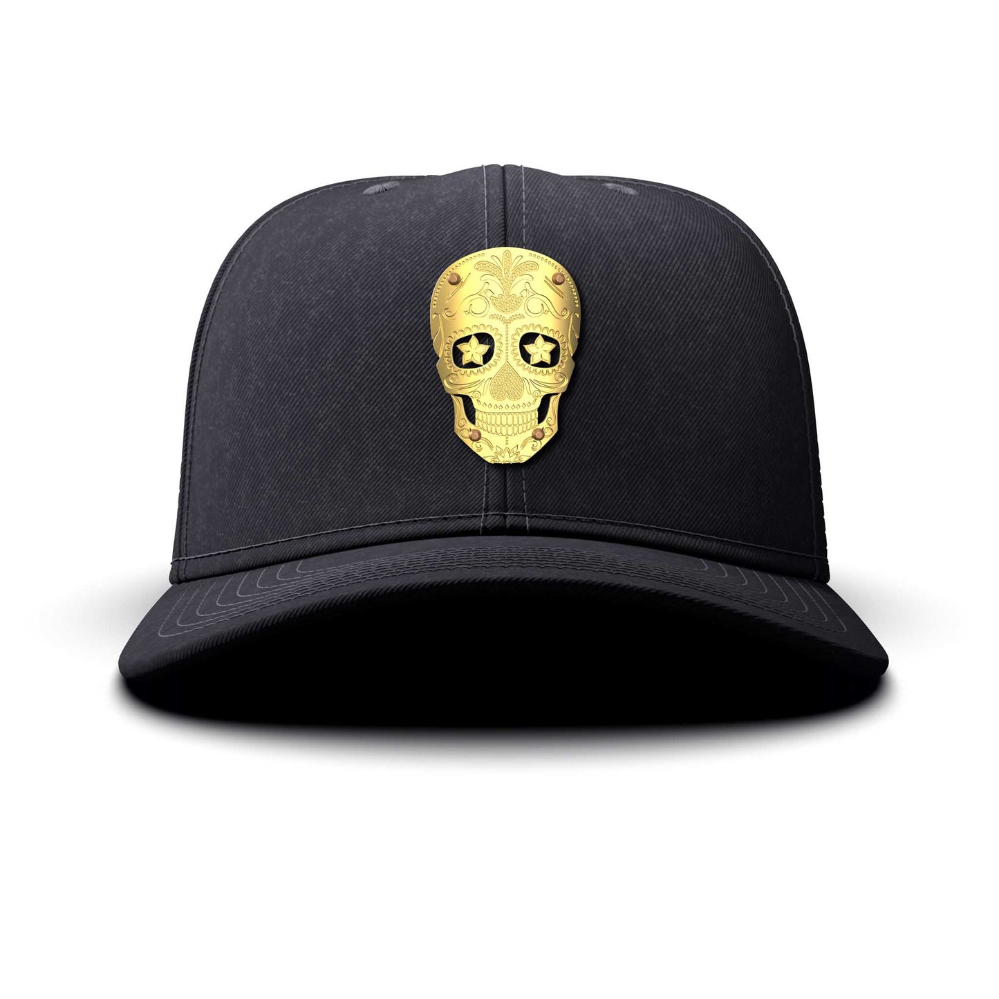 Mexican Skull - Single Gold Charm BIG, curved