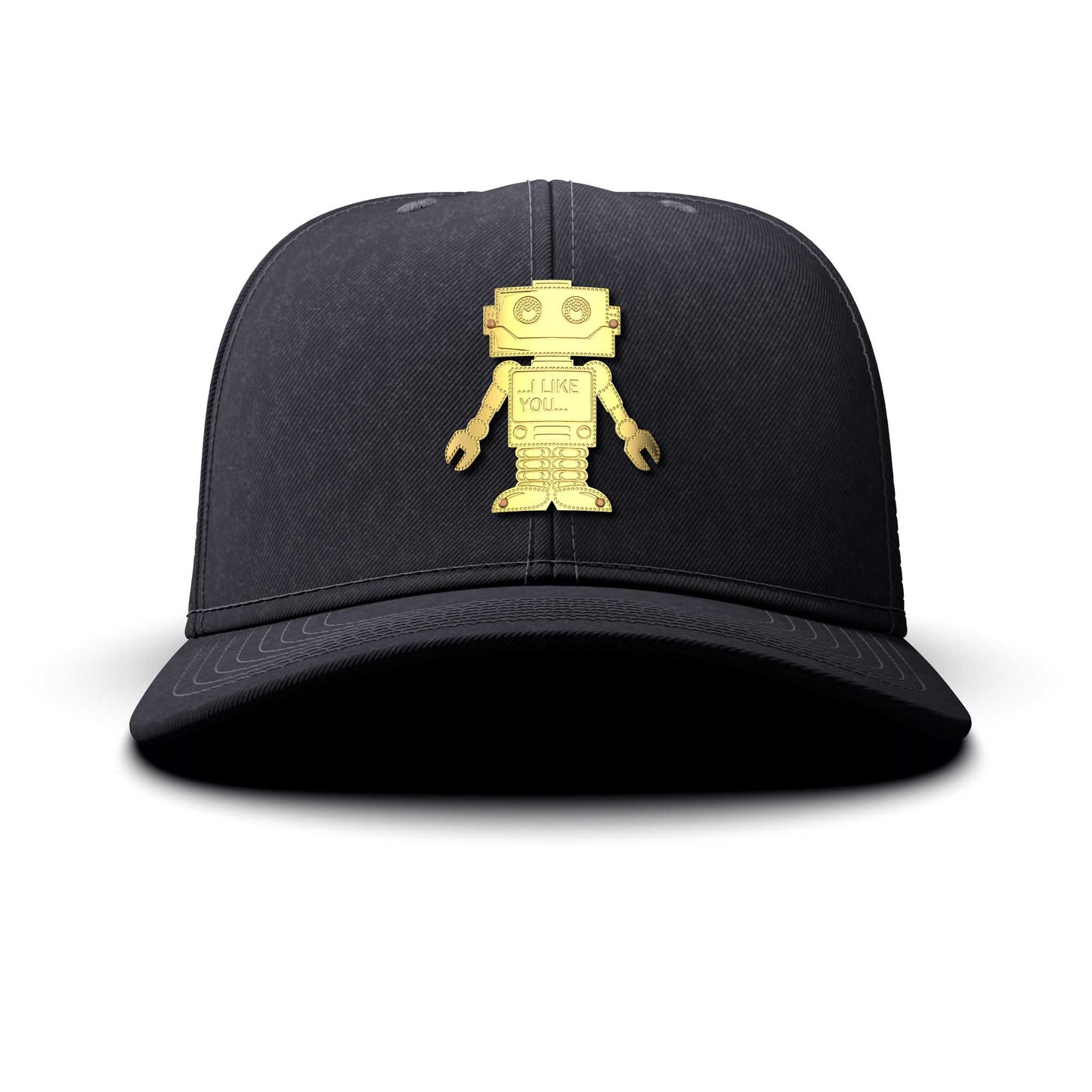 Vintage Robot - Single Gold Charm BIG, curved