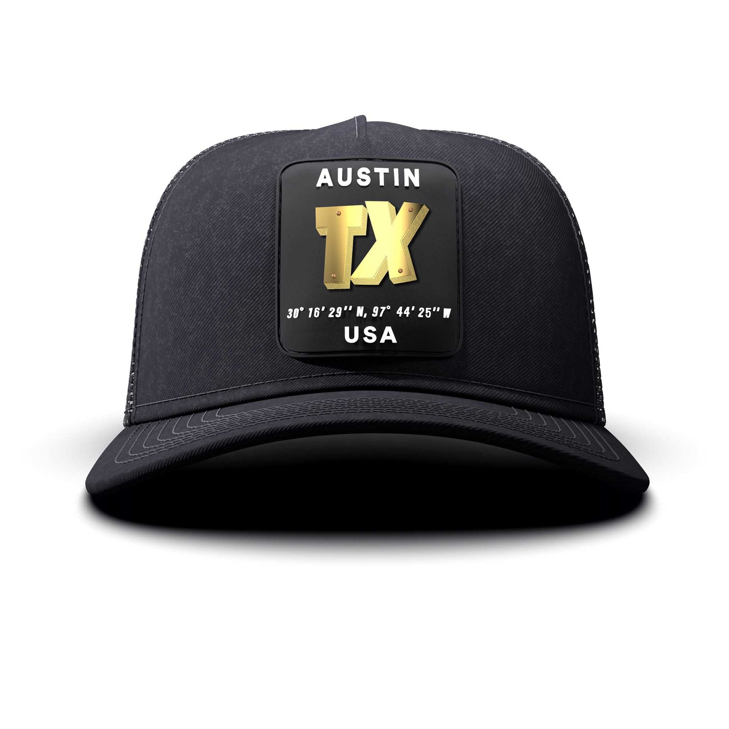 Austin, TX - Black Patch, Trucker Cap, curved