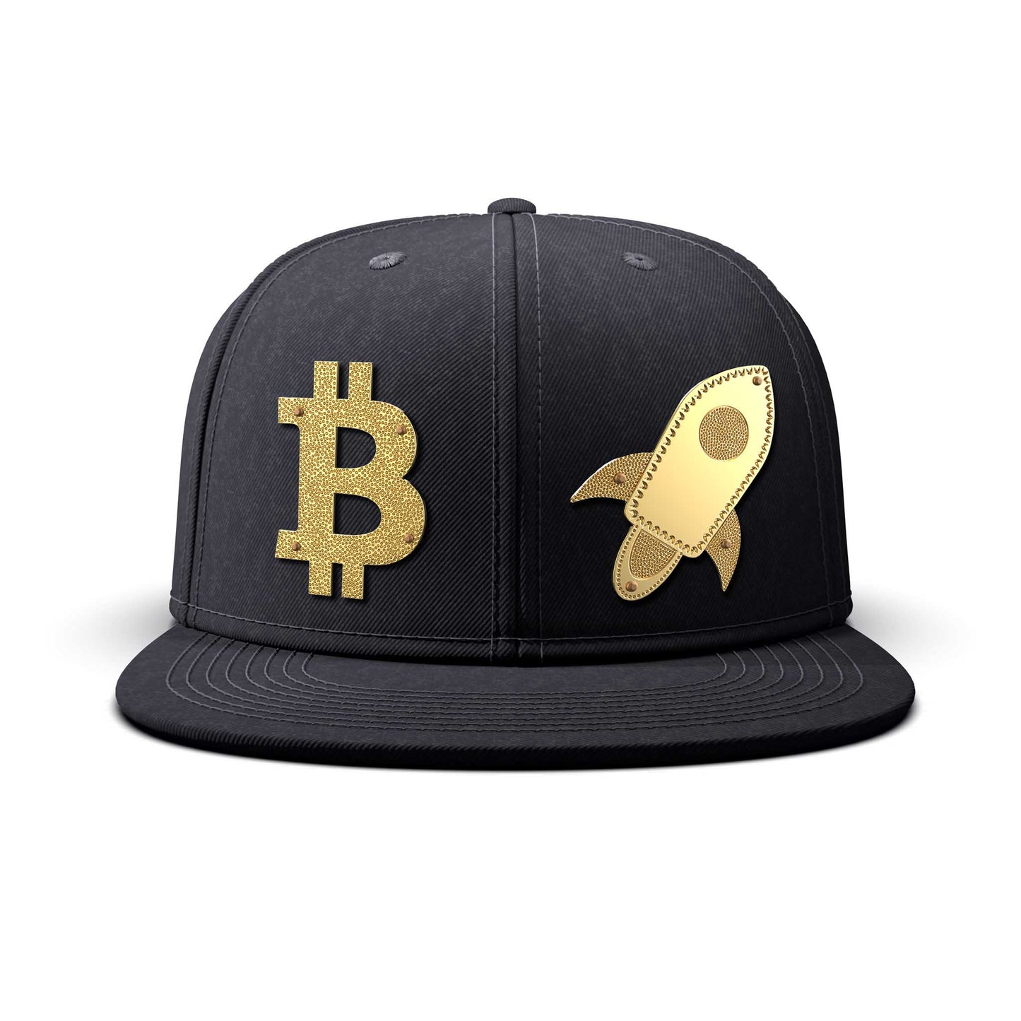 Bitcoin & Rocket - Double Gold Charm SUPER BIG