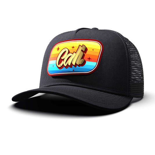 Cali. Sticker - Gold letters & Patch, curved