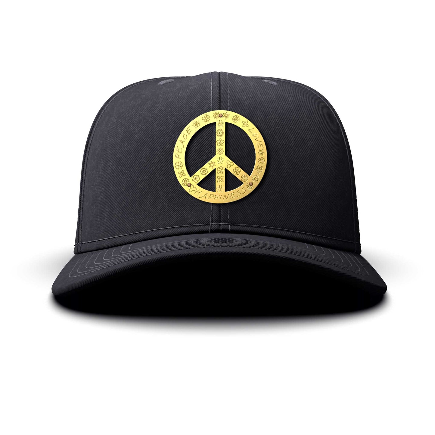 Peace Sign - Single Gold Charm BIG, curved