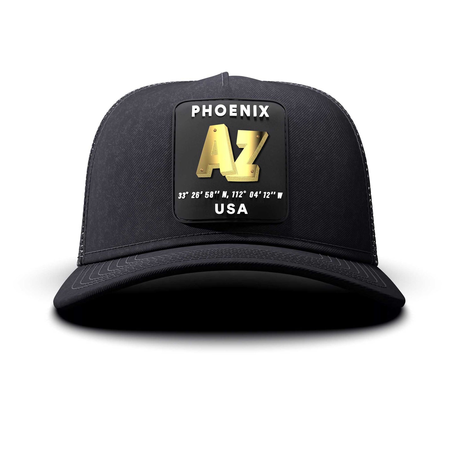 Phoenix, AZ - Black Patch, Trucker Cap, curved