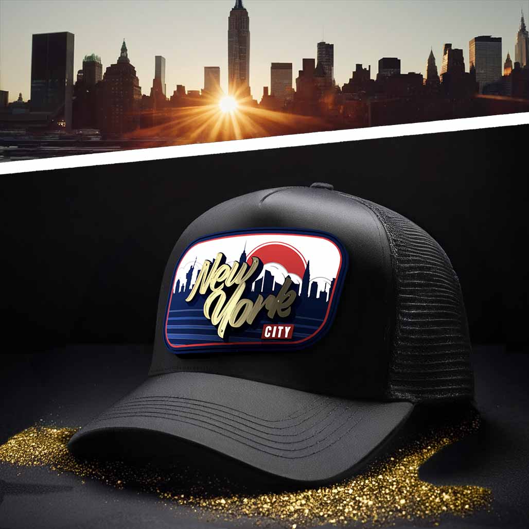 New York, Sticker - Gold letters & Patch, curved